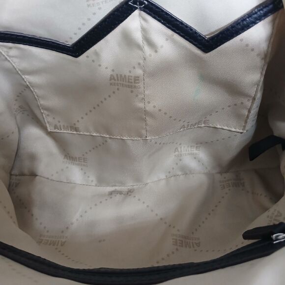 Aimee Kestenberg Leather Handbag  Black Purse Snake Print Metallic Satchel - Picture 13 of 16